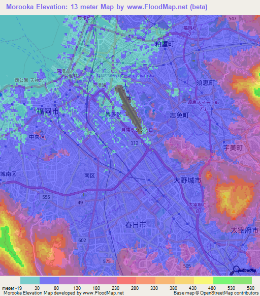 Morooka,Japan Elevation Map