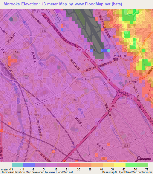 Morooka,Japan Elevation Map
