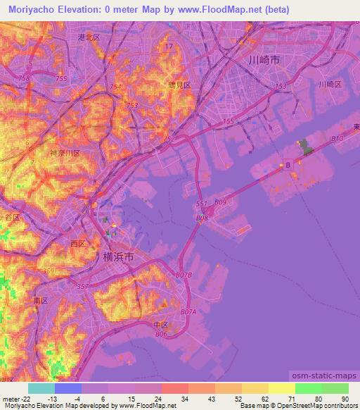 Moriyacho,Japan Elevation Map