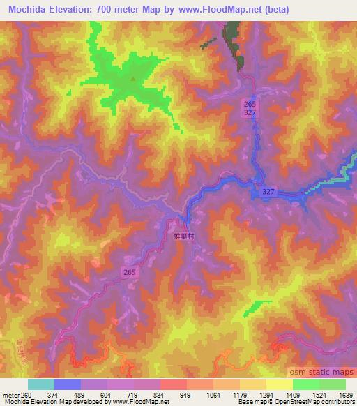Mochida,Japan Elevation Map
