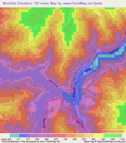 Mochida,Japan Elevation Map