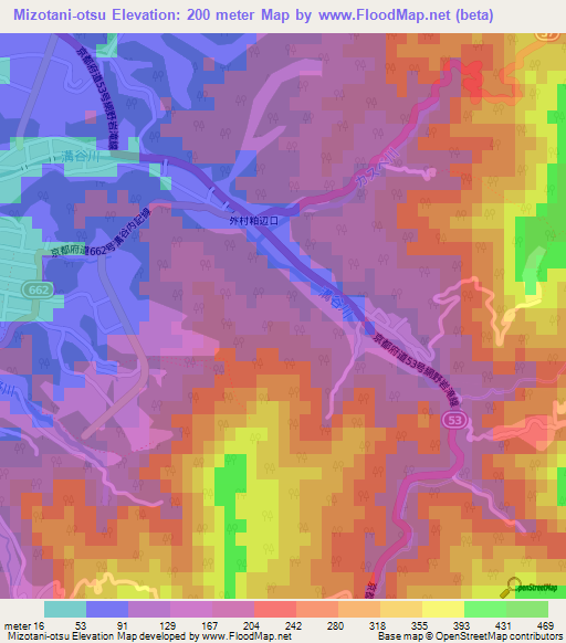 Mizotani-otsu,Japan Elevation Map