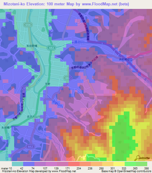 Mizotani-ko,Japan Elevation Map