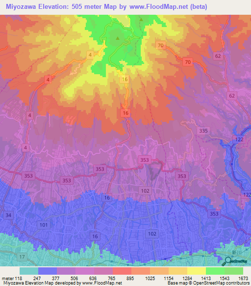Miyozawa,Japan Elevation Map