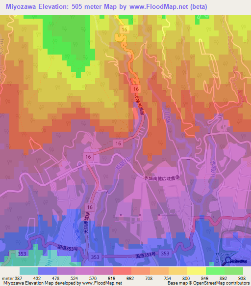 Miyozawa,Japan Elevation Map