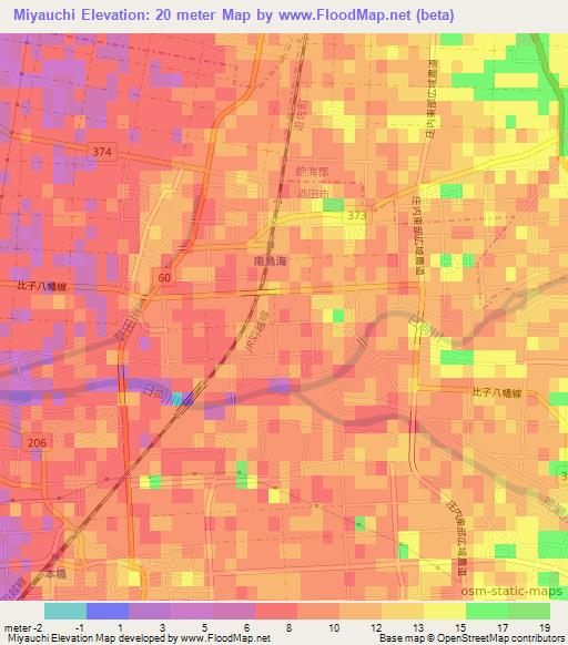 Miyauchi,Japan Elevation Map
