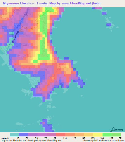 Miyanoura,Japan Elevation Map
