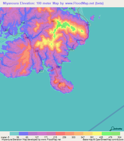 Miyanoura,Japan Elevation Map