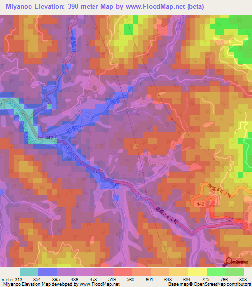 Miyanoo,Japan Elevation Map