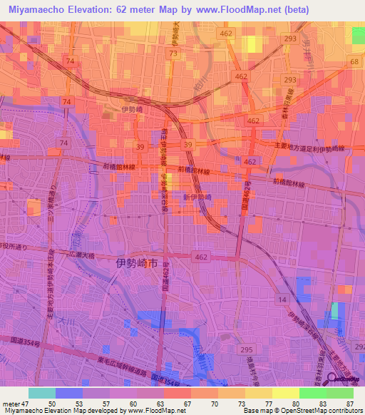 Miyamaecho,Japan Elevation Map