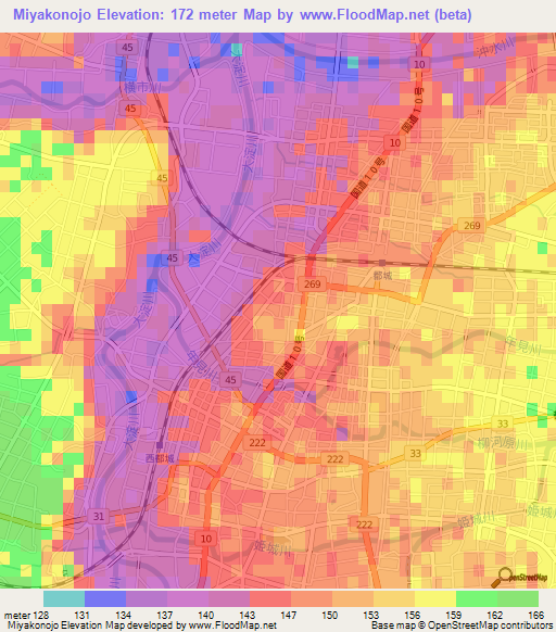 Miyakonojo,Japan Elevation Map