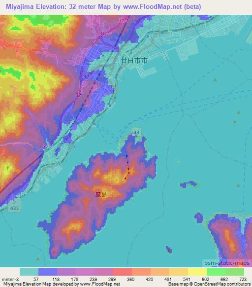 Miyajima,Japan Elevation Map