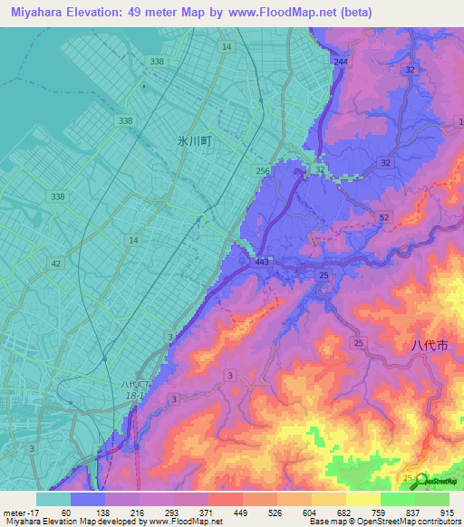 Miyahara,Japan Elevation Map