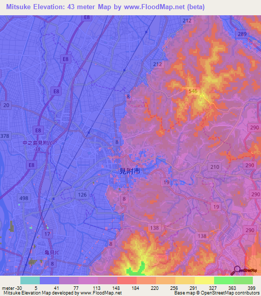 Mitsuke,Japan Elevation Map