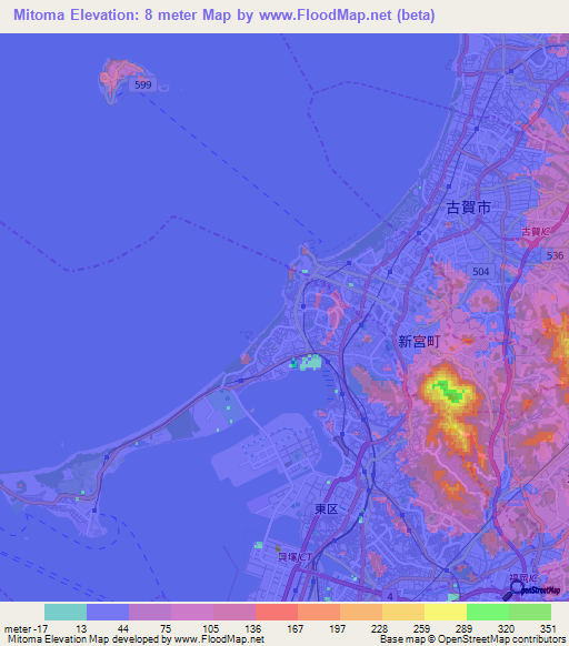 Mitoma,Japan Elevation Map