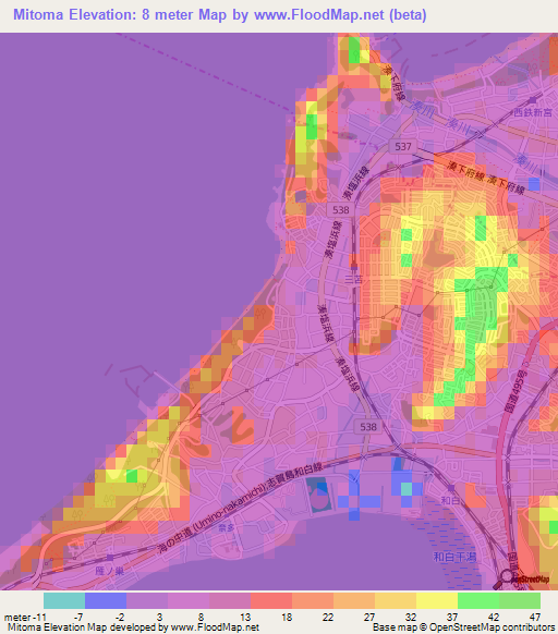 Mitoma,Japan Elevation Map