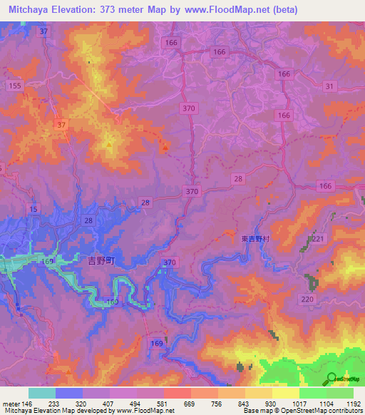 Mitchaya,Japan Elevation Map