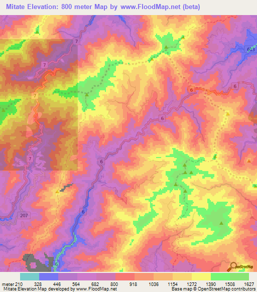Mitate,Japan Elevation Map