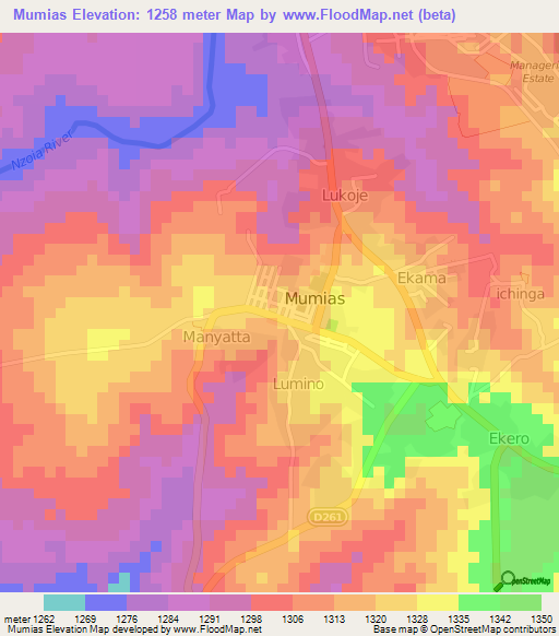 Mumias,Kenya Elevation Map