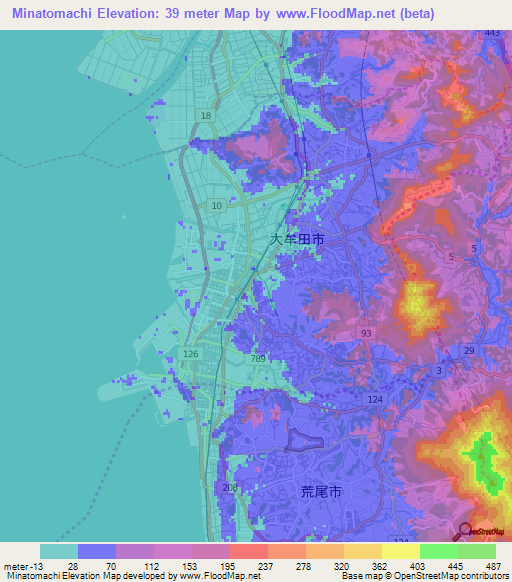 Minatomachi,Japan Elevation Map