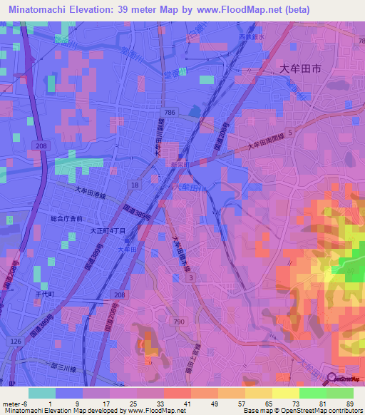 Minatomachi,Japan Elevation Map