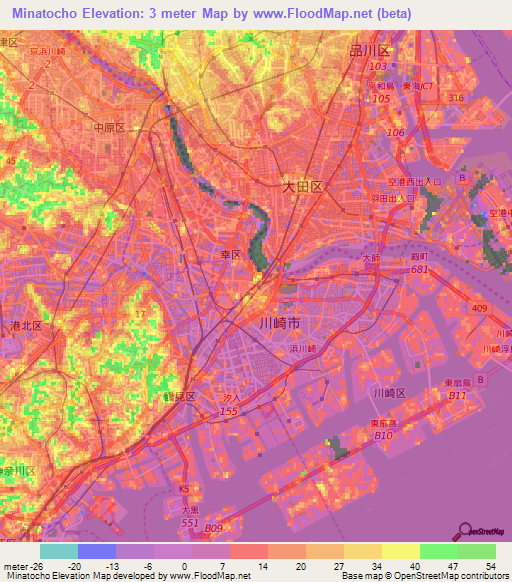 Minatocho,Japan Elevation Map