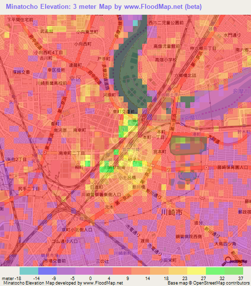 Minatocho,Japan Elevation Map