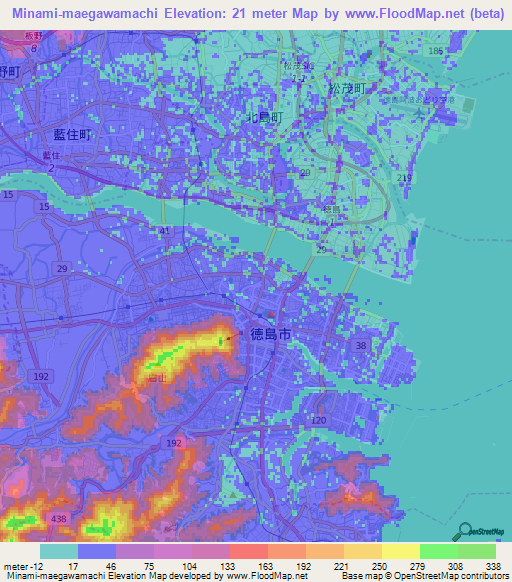 Minami-maegawamachi,Japan Elevation Map