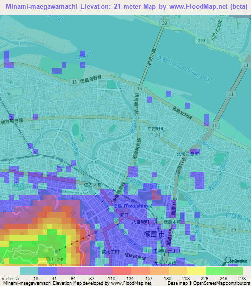 Minami-maegawamachi,Japan Elevation Map