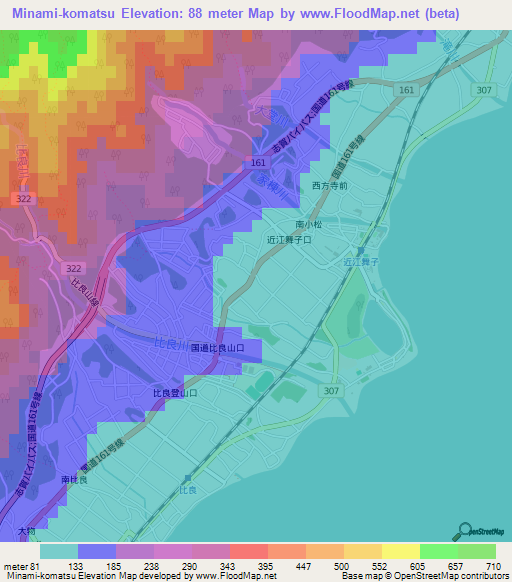 Minami-komatsu,Japan Elevation Map