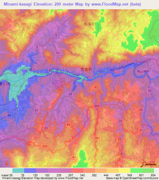 Minami-kasagi,Japan Elevation Map