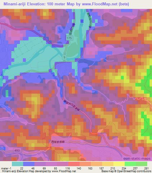 Minami-ariji,Japan Elevation Map