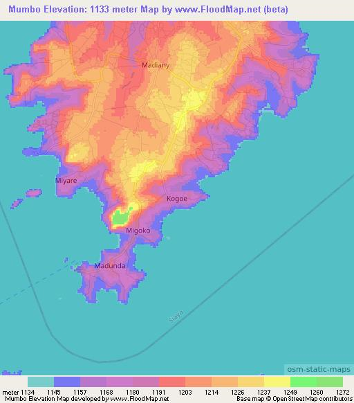 Mumbo,Kenya Elevation Map