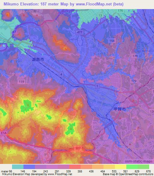 Mikumo,Japan Elevation Map