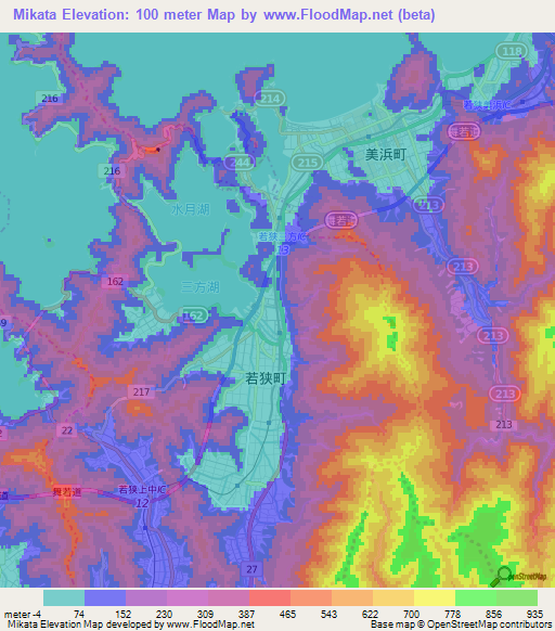 Mikata,Japan Elevation Map