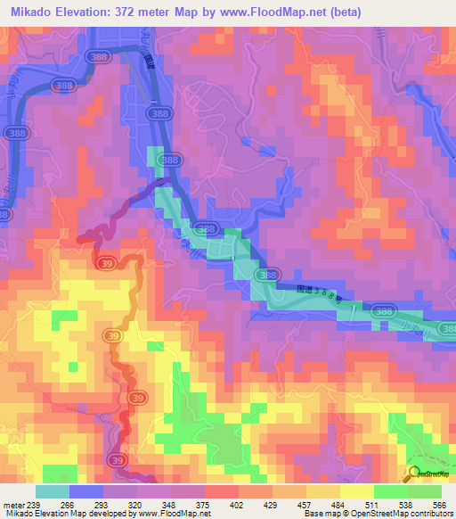Mikado,Japan Elevation Map