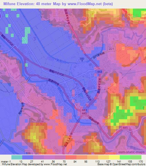 Mifune,Japan Elevation Map