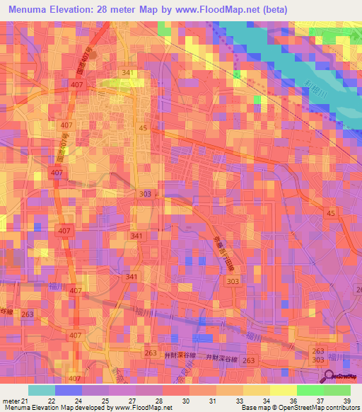 Menuma,Japan Elevation Map