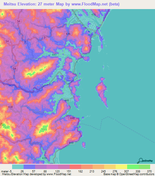 Meitsu,Japan Elevation Map