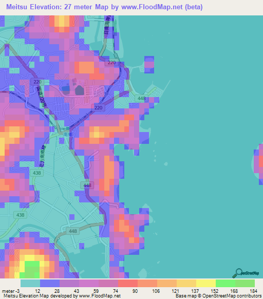 Meitsu,Japan Elevation Map