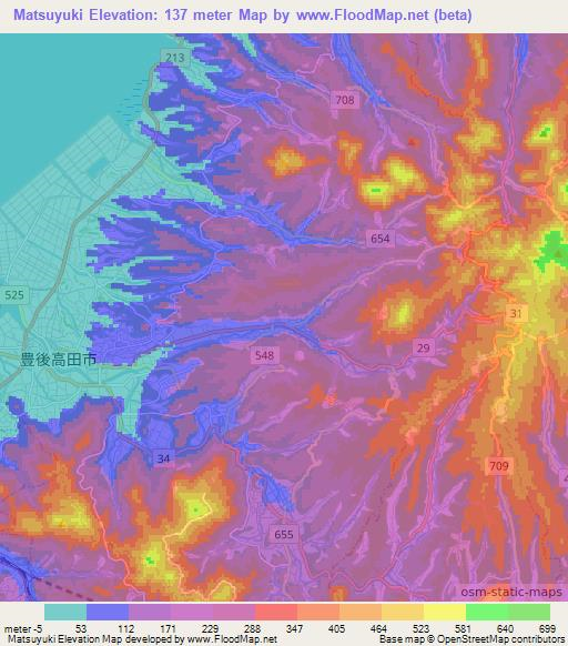 Matsuyuki,Japan Elevation Map
