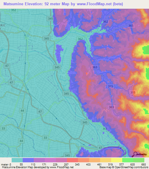 Matsumine,Japan Elevation Map