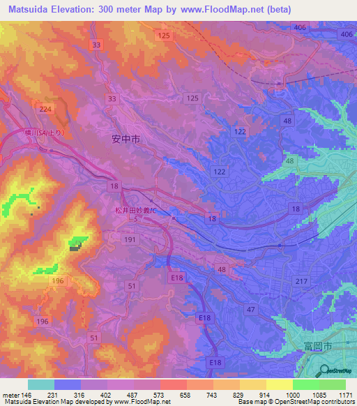 Matsuida,Japan Elevation Map
