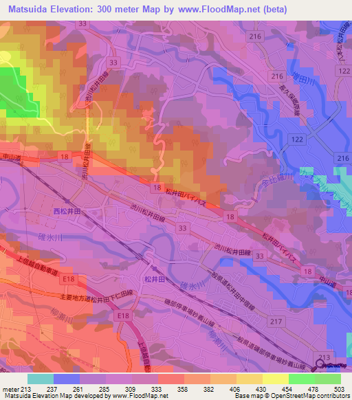 Matsuida,Japan Elevation Map