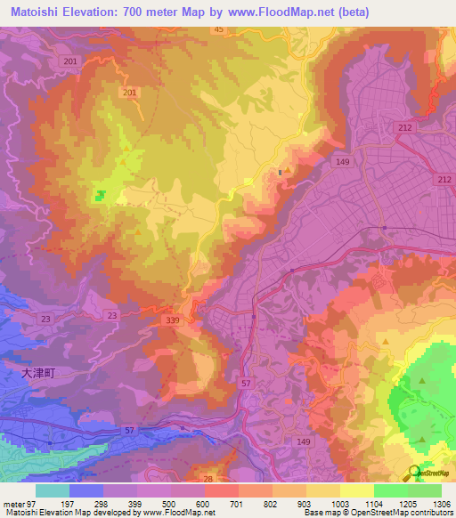 Matoishi,Japan Elevation Map