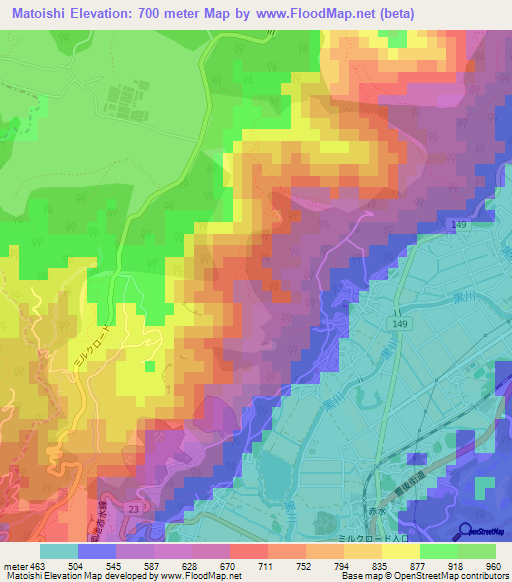 Matoishi,Japan Elevation Map
