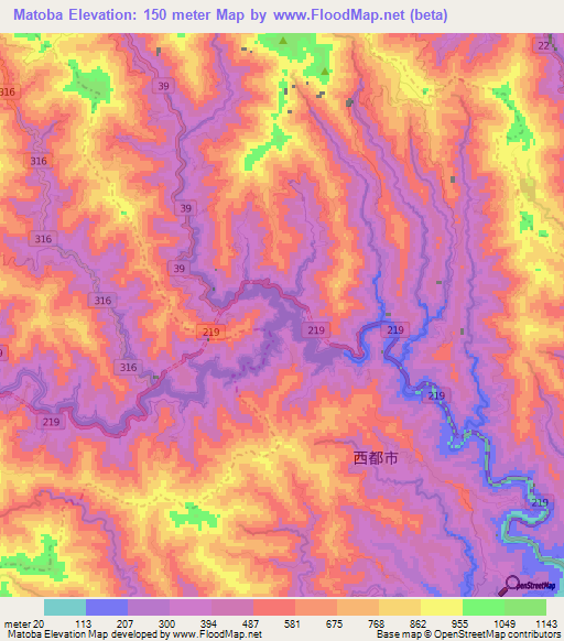 Matoba,Japan Elevation Map