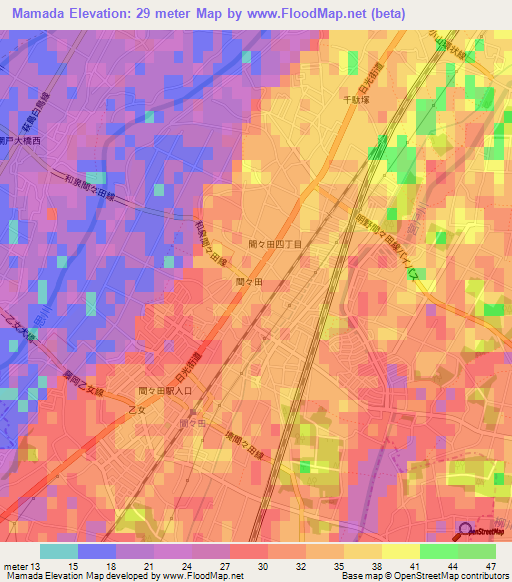 Mamada,Japan Elevation Map