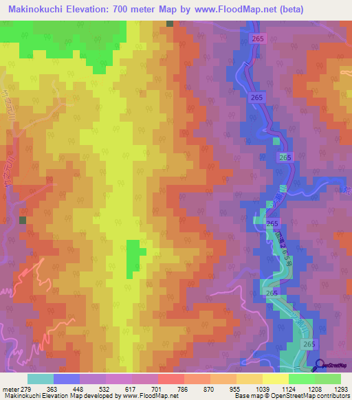 Makinokuchi,Japan Elevation Map