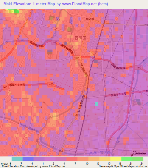 Maki,Japan Elevation Map
